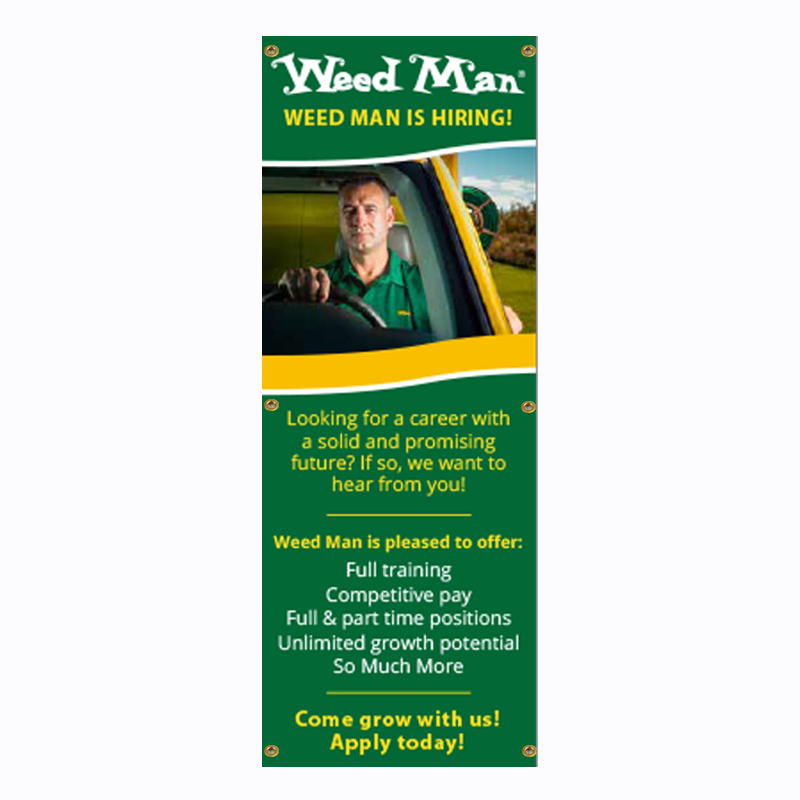 Weed Man Hiring Banner Stand - Man Driving