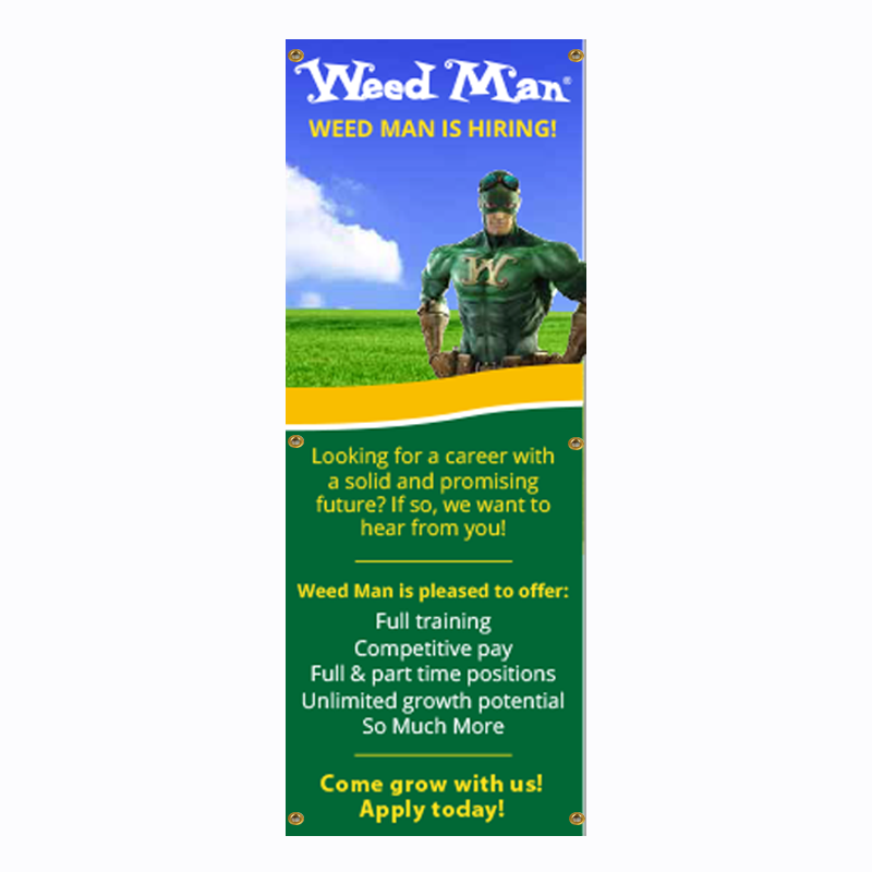 Weed Man Hiring Banner Stand - Superhero
